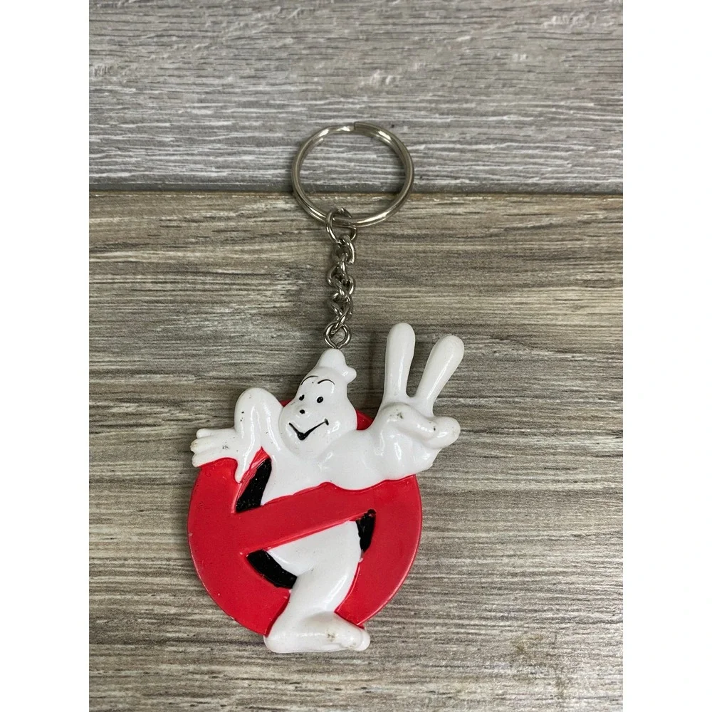 Vintage 1989 Ghostbusters II Keychain No Ghost‎ Logo 2 Fingers Columbia Pictures